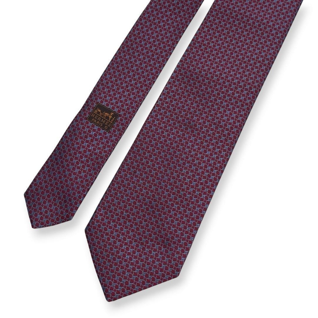Condition HERMES Tie Pattern Jacquard Glossy 8cm