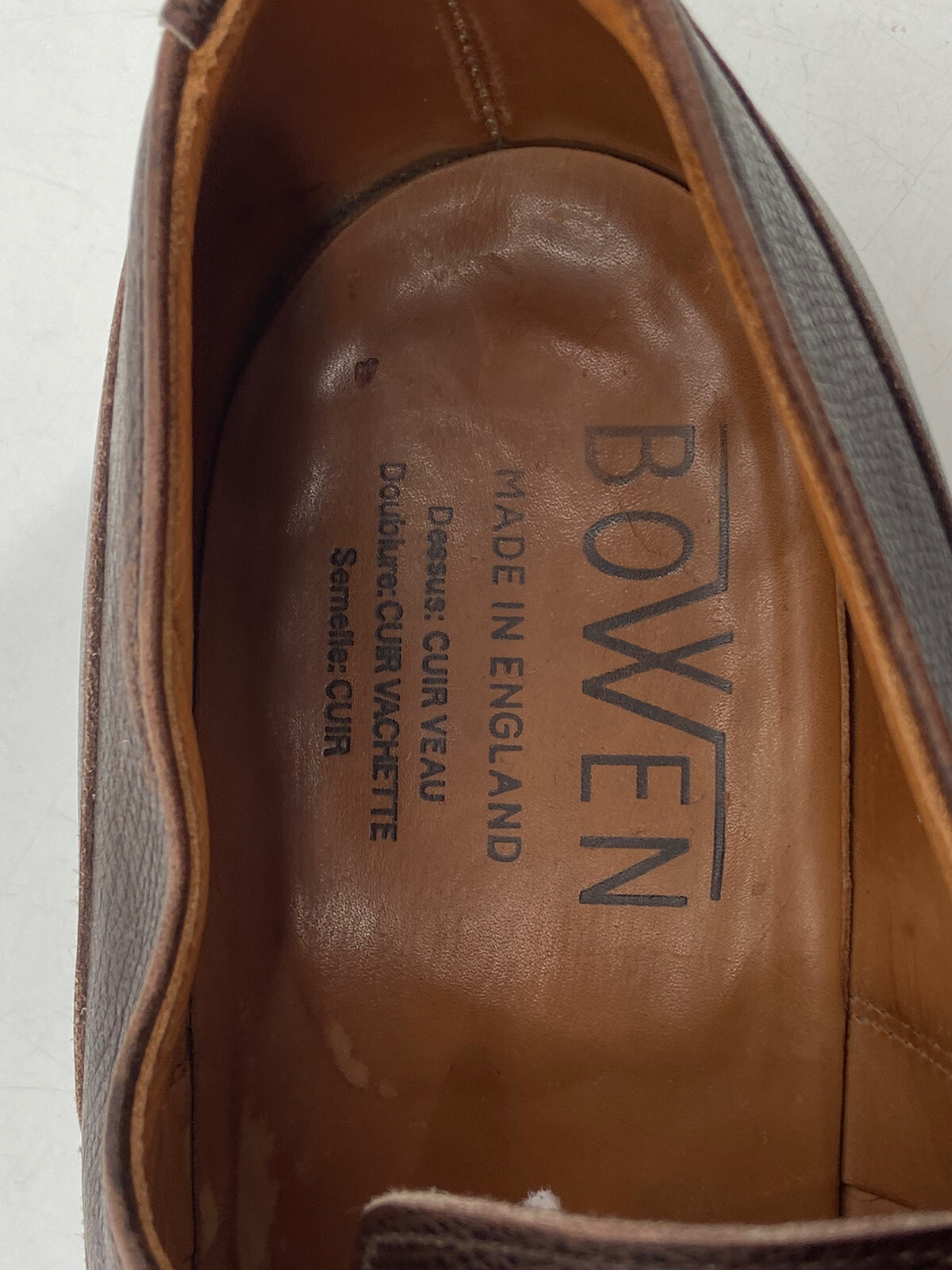 Bowen Men’s Oxford Dress Shoes Brown Leather Size 10 M Made in England