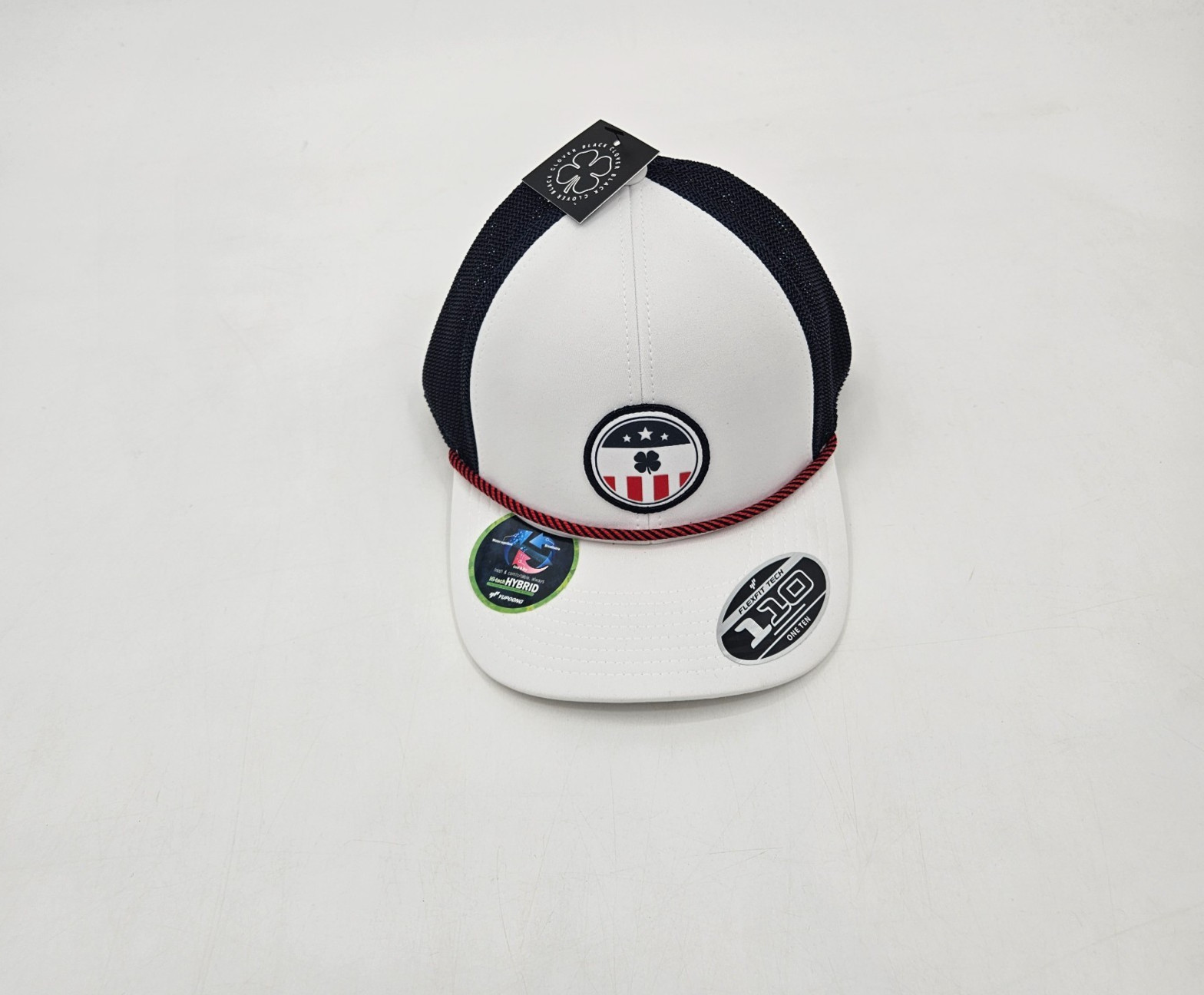 Black Clover Loyal Hat White Navy Snapback Mesh Flexfit Tech 110 American NEW