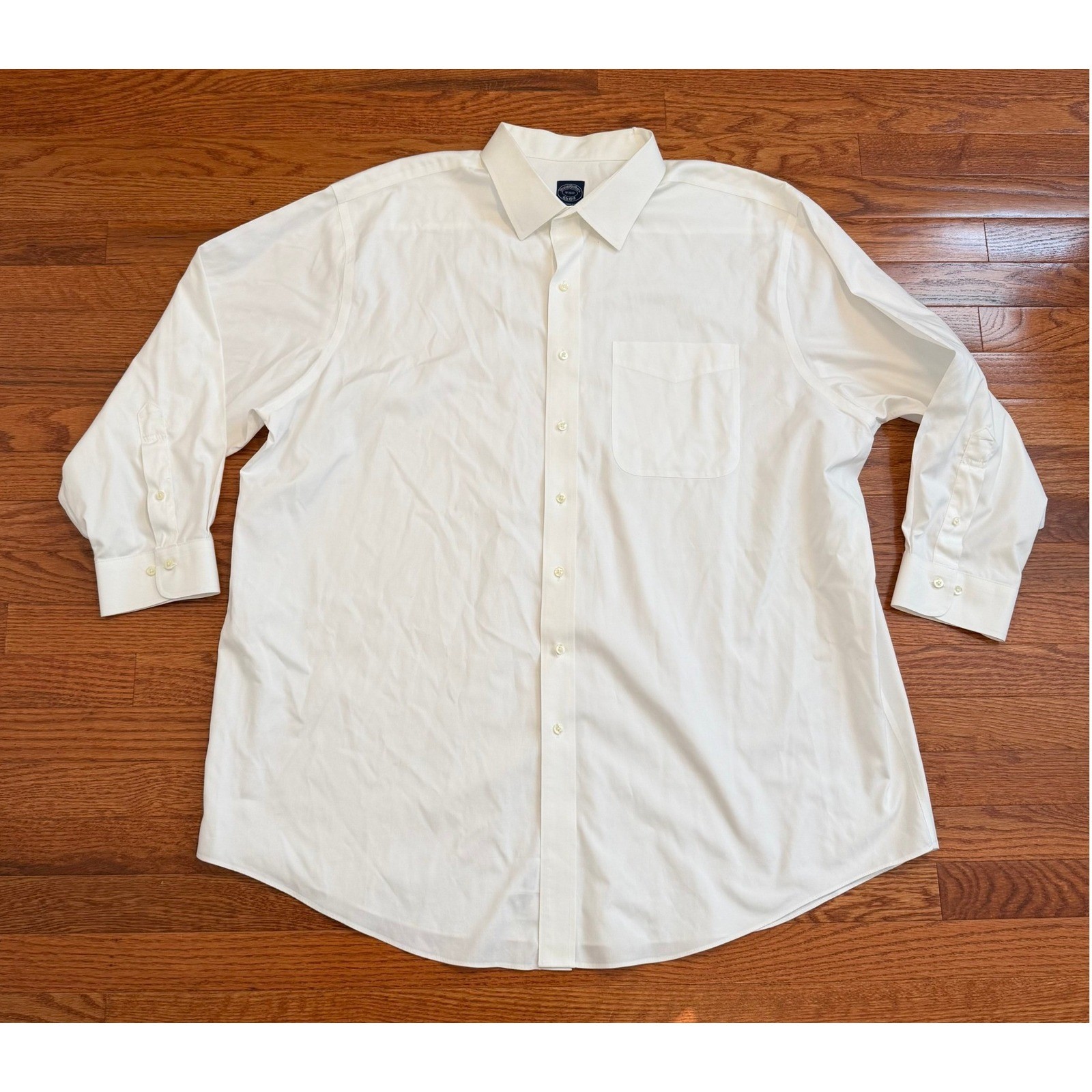 Brooks Brothers Supima Cotton Non-Iron Dress Shirt Mens 19-36/37 Solid White