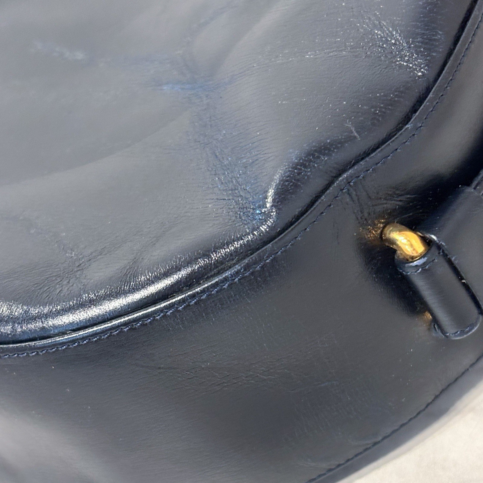 Cartier Sapphire Shoulder Bag Leather Black Gold Authentic