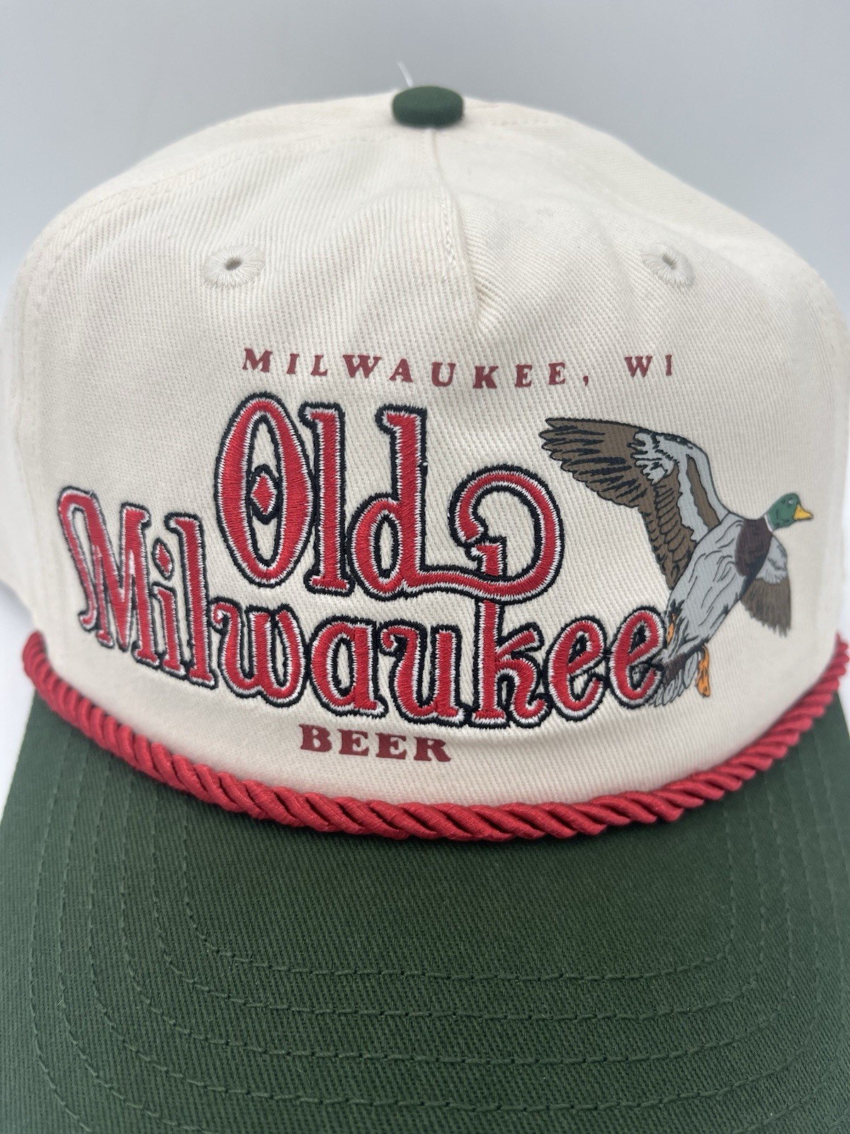 Old Milwaukee Beer Duck Hat Rope Brim Snapback Adjustable Hat New With Tags