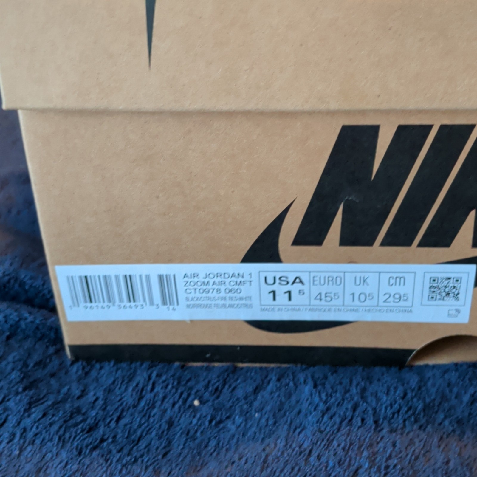 Nike Air Jordan 1 Zoom Air CMFT Mid Top Black/Chile Red/White CT0978-006 2021