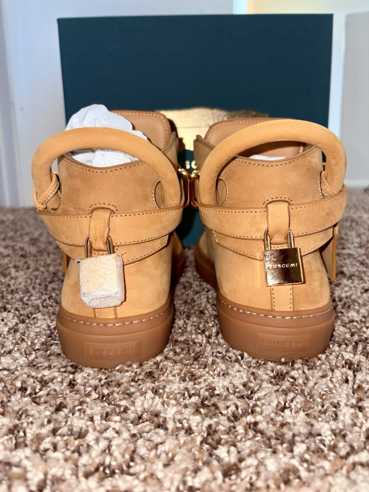BUSCEMI Men’s 100mm High Top Sneakers Italian Leather, Size 43