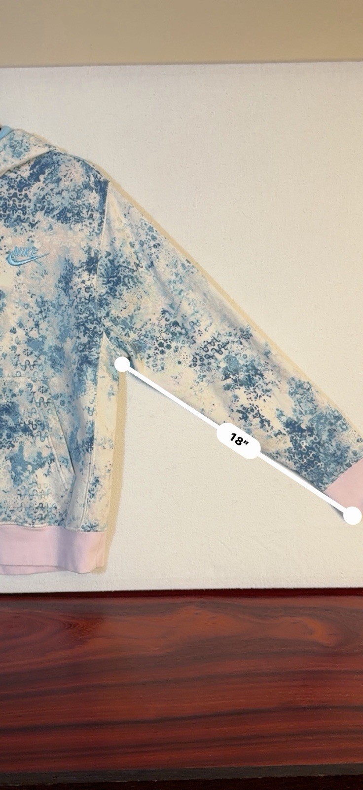Nike Men’s Tie-Dye Pullover Hoodie w/ Drawstring Hood Blue White Pink S