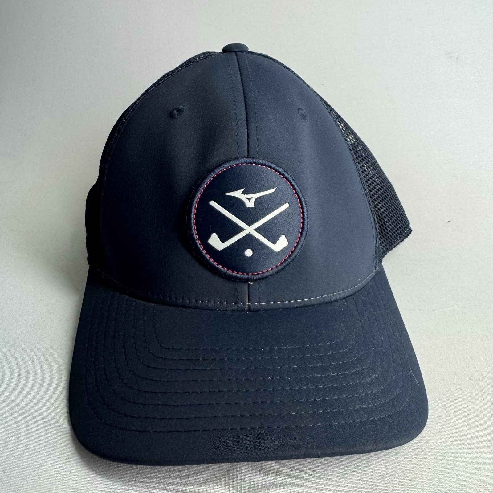Mizuno Hat Cap Snap Back Blue Mens One Size Golf Trucker Mesh 110 Flexfit Tech