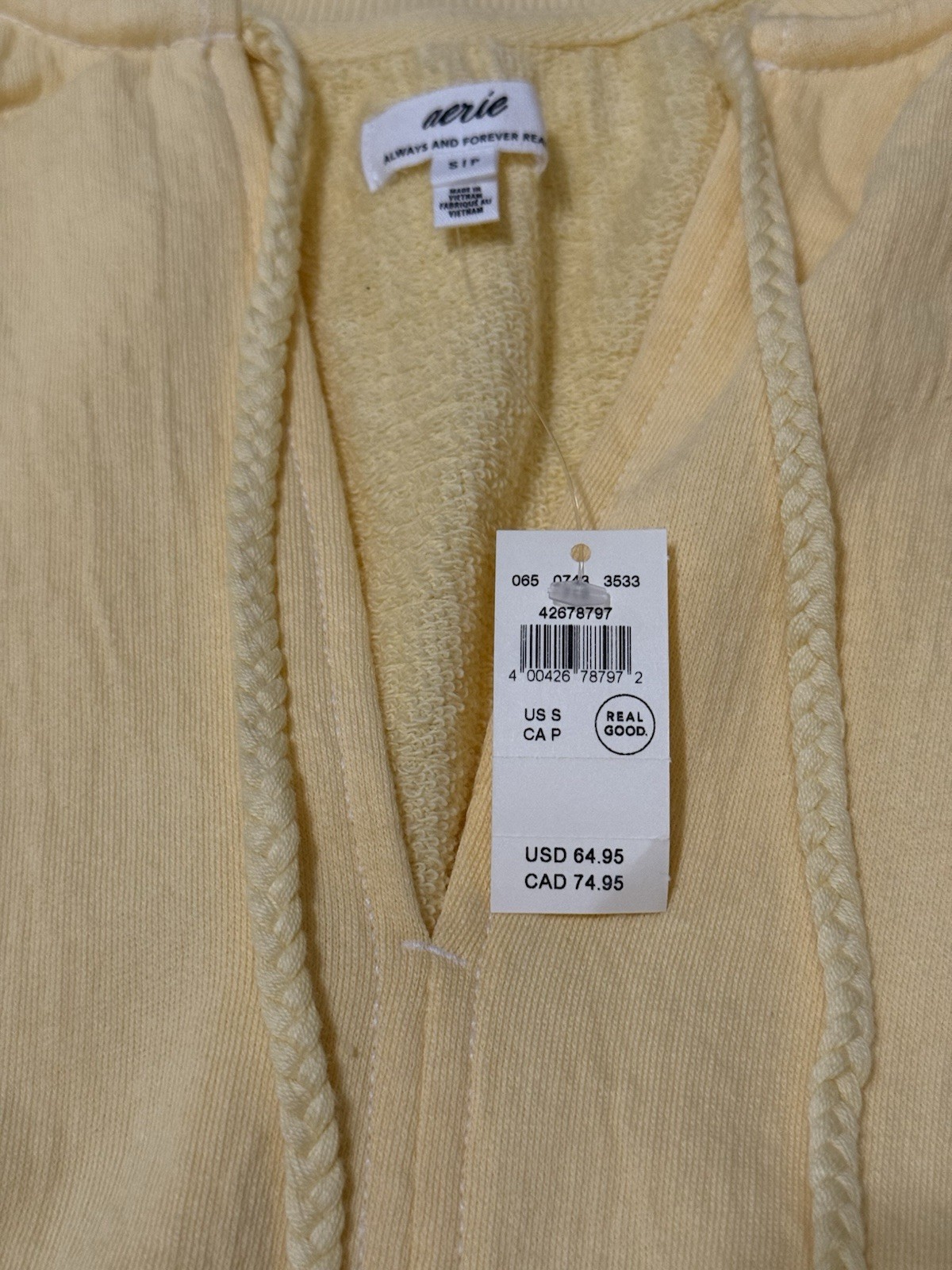 Aerie Women’s Easy Street Sweatshirt yellow Notes Color S
