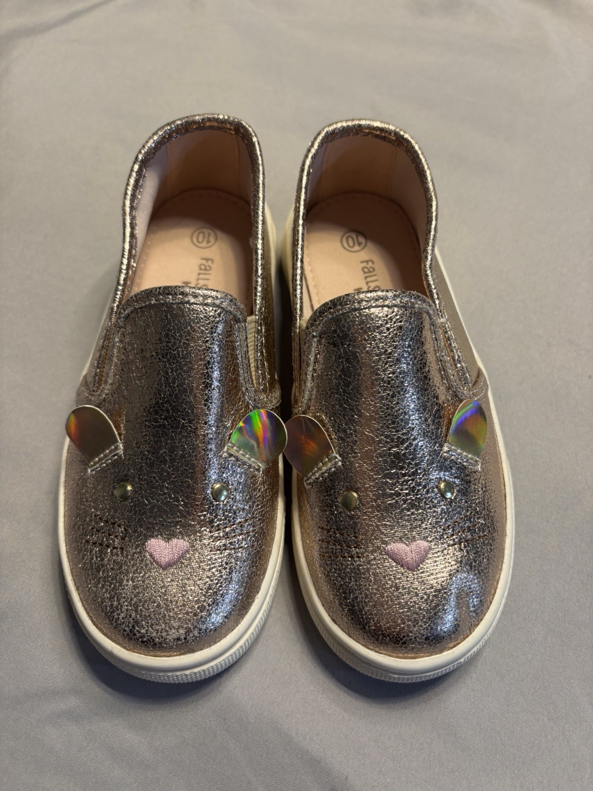 Falls Creek Kids Girls gold Metallic Iridescent Mouse Slip-On Shoes US 10