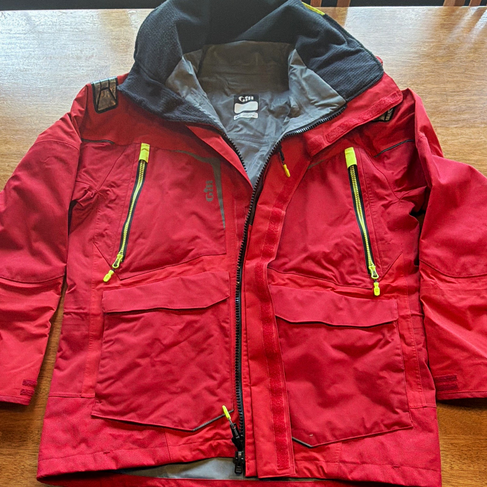 Gill Men’s XL Red Hooded Waterproof Breathable Sailing Jacket, Taped Seams