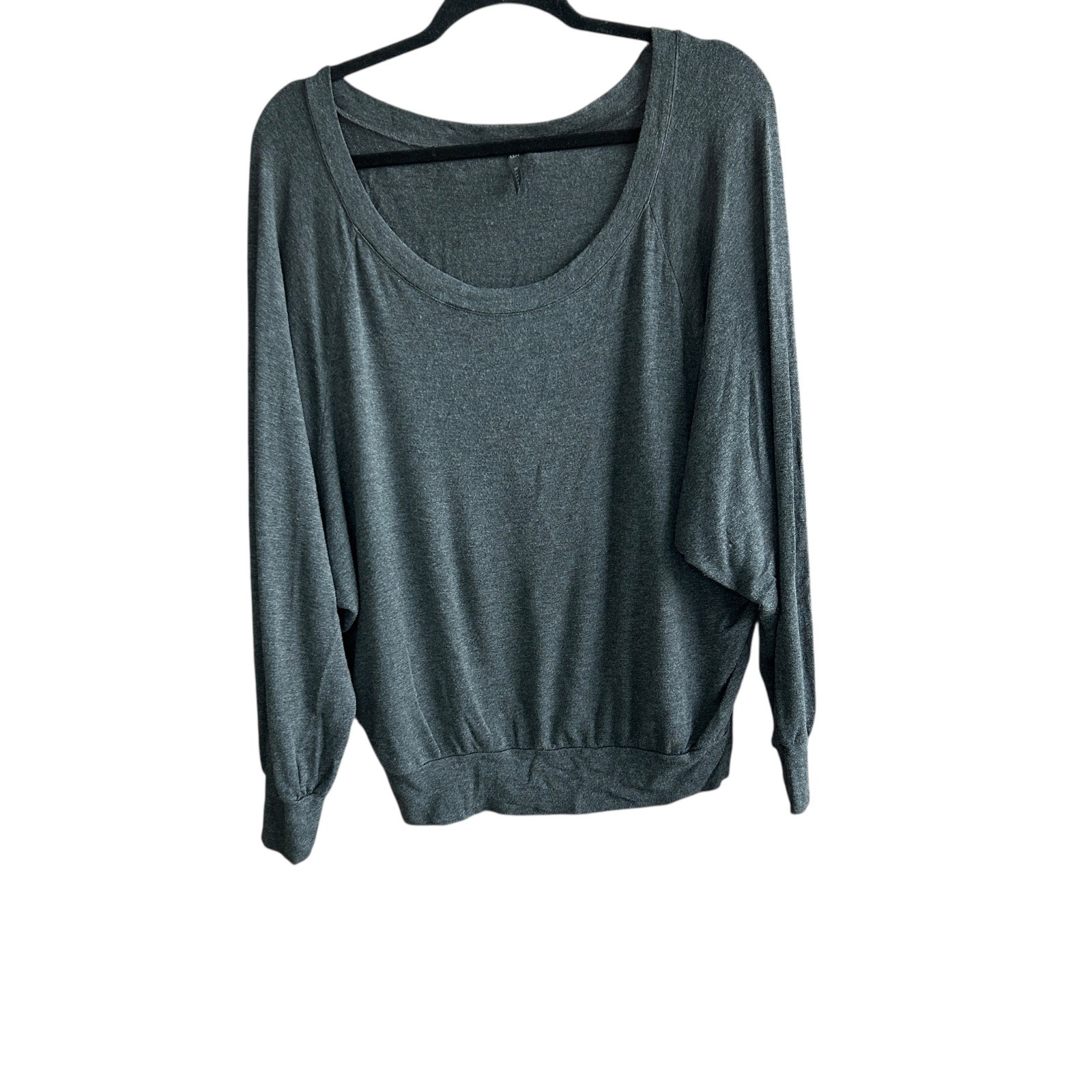 Gray Lightweight top USA Made Jersey Knit Scoop Neck Size 1 Small Dolman Sleeves