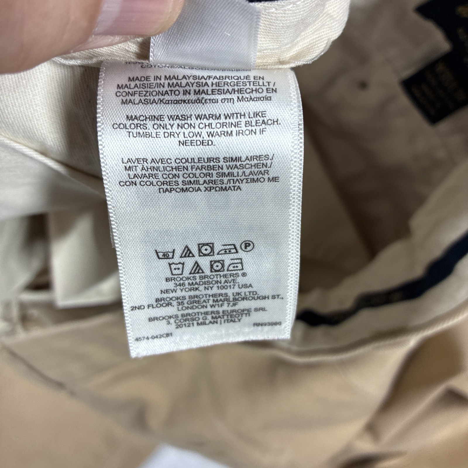 Brooks Brothers Clark Advantage Flat Front Tan Cotton Chino Pants 35X34 Preppy