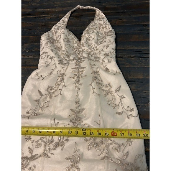 Mori Lee Madeline Gardner Wedding Dress White Embroidered Halter Mermaid Bridal