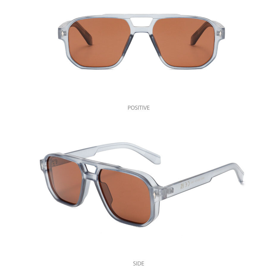 Classic Square Double Bridge Pilot Sunglasses Men Retro Outdoor Shade Glasses