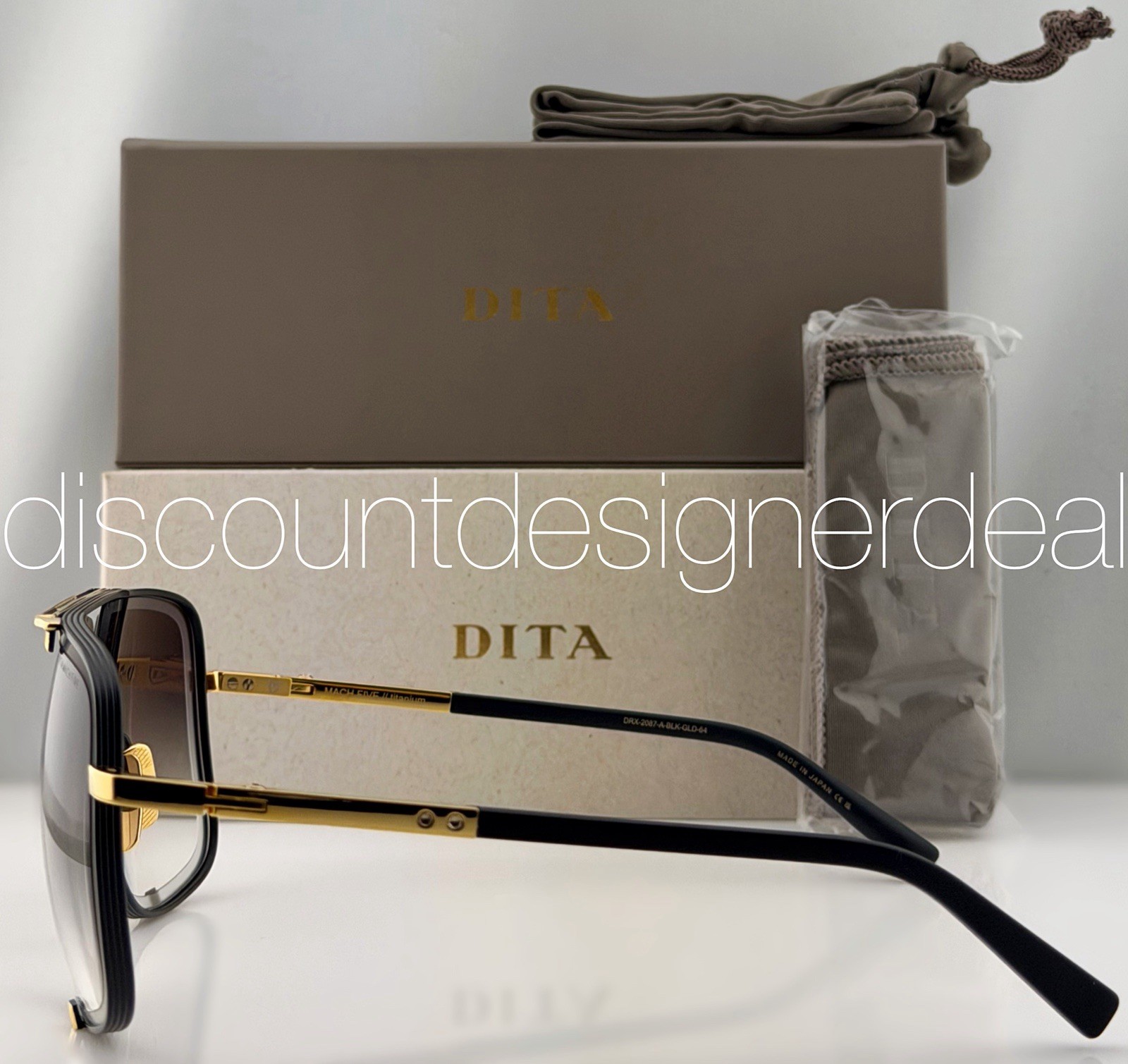 DITA Mach-Five Sunglasses Black Gold Gray Gradient 64mm DRX-2087-A-BLK-GLD NEW
