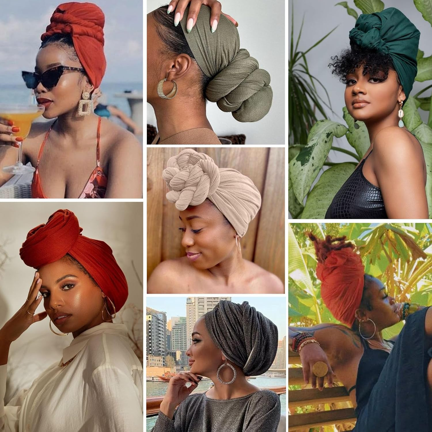 2 Piece Solid Color Stretch Jersey Head Wrap Long Scarf Long African Hair Wraps