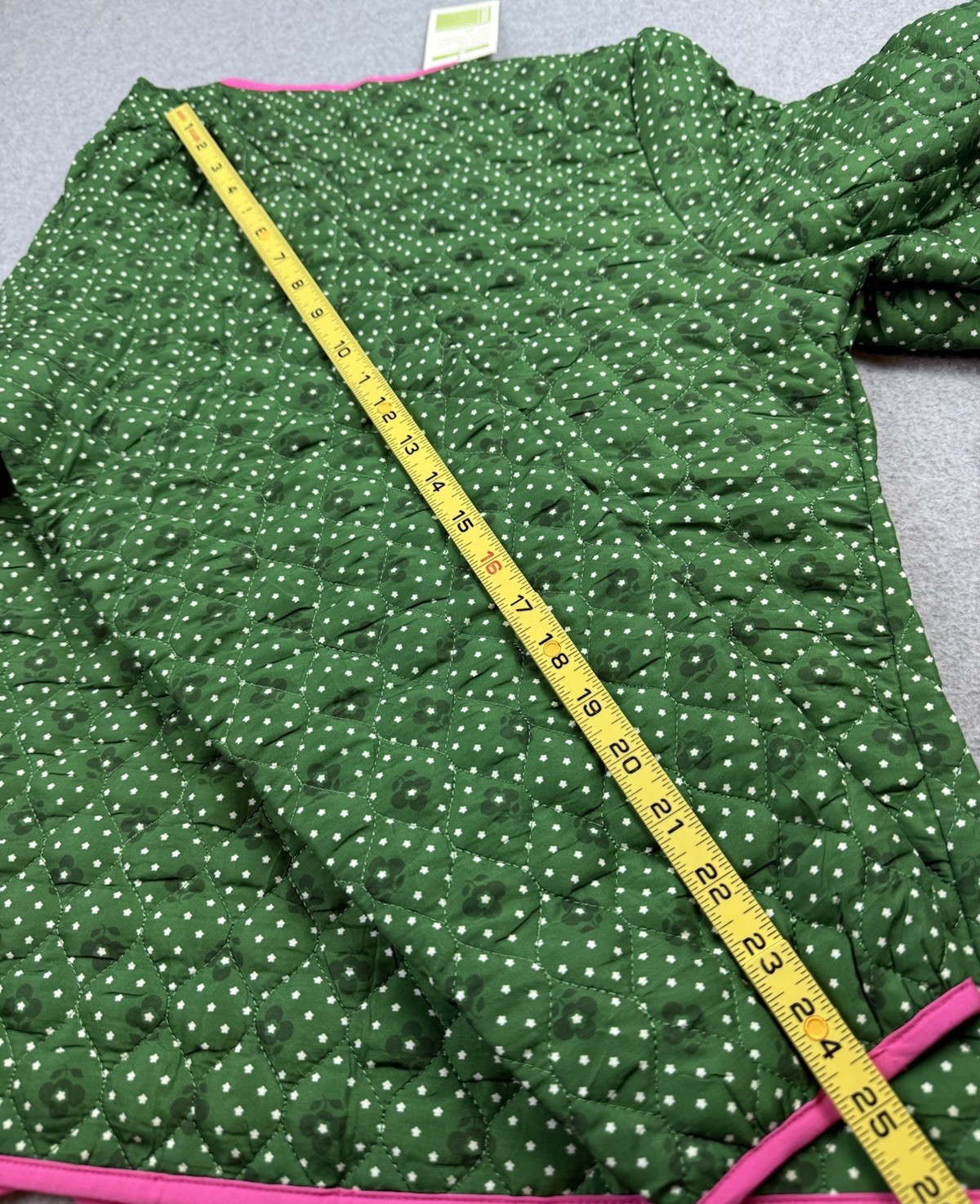 FLORAL PRINT BUTTON DOWN QUILTED Green Pink JACKET Women’s Sz XL