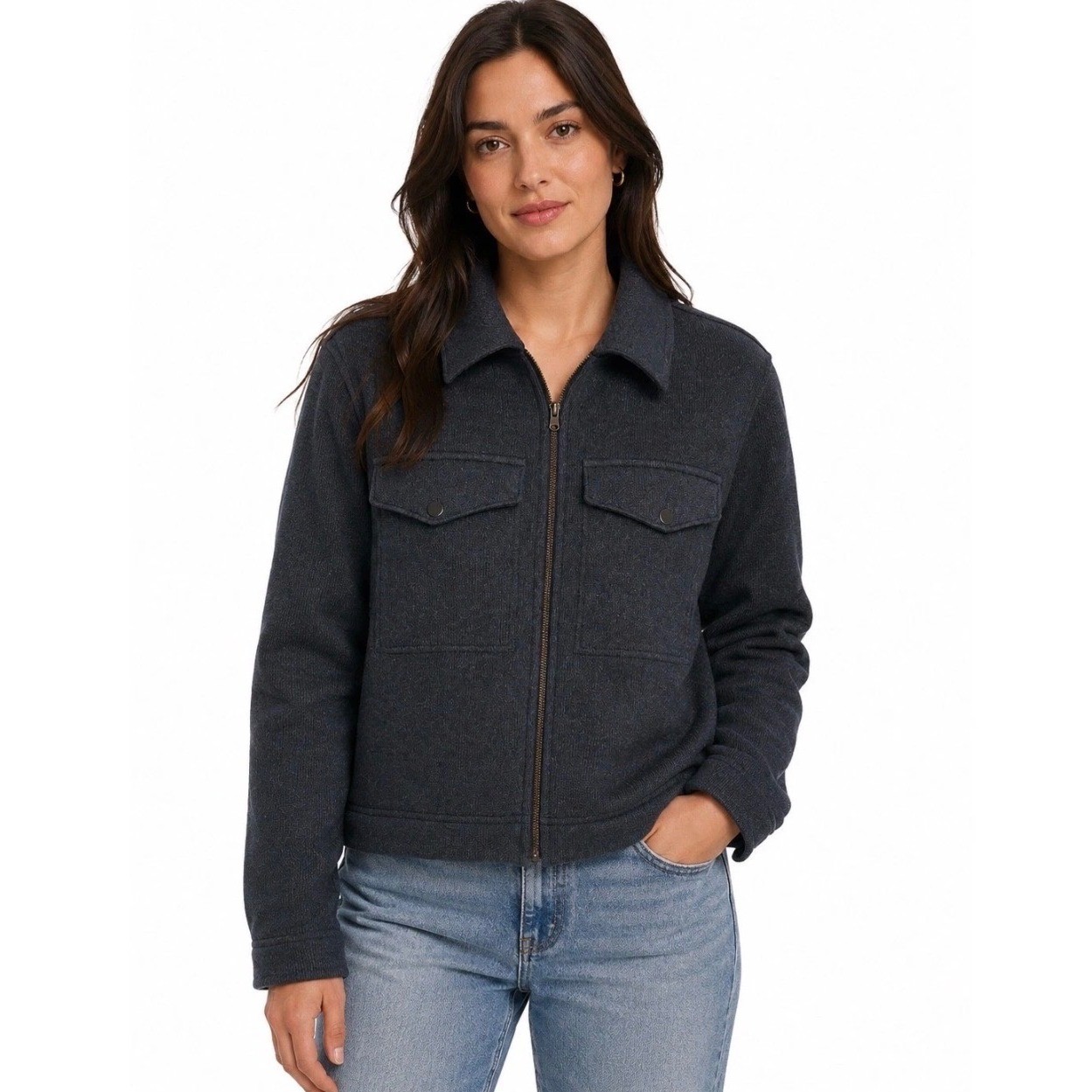 Patagonia Womens Better Sweater Zippered Chore Jacket Pitch Blue Sz XL NWT $159