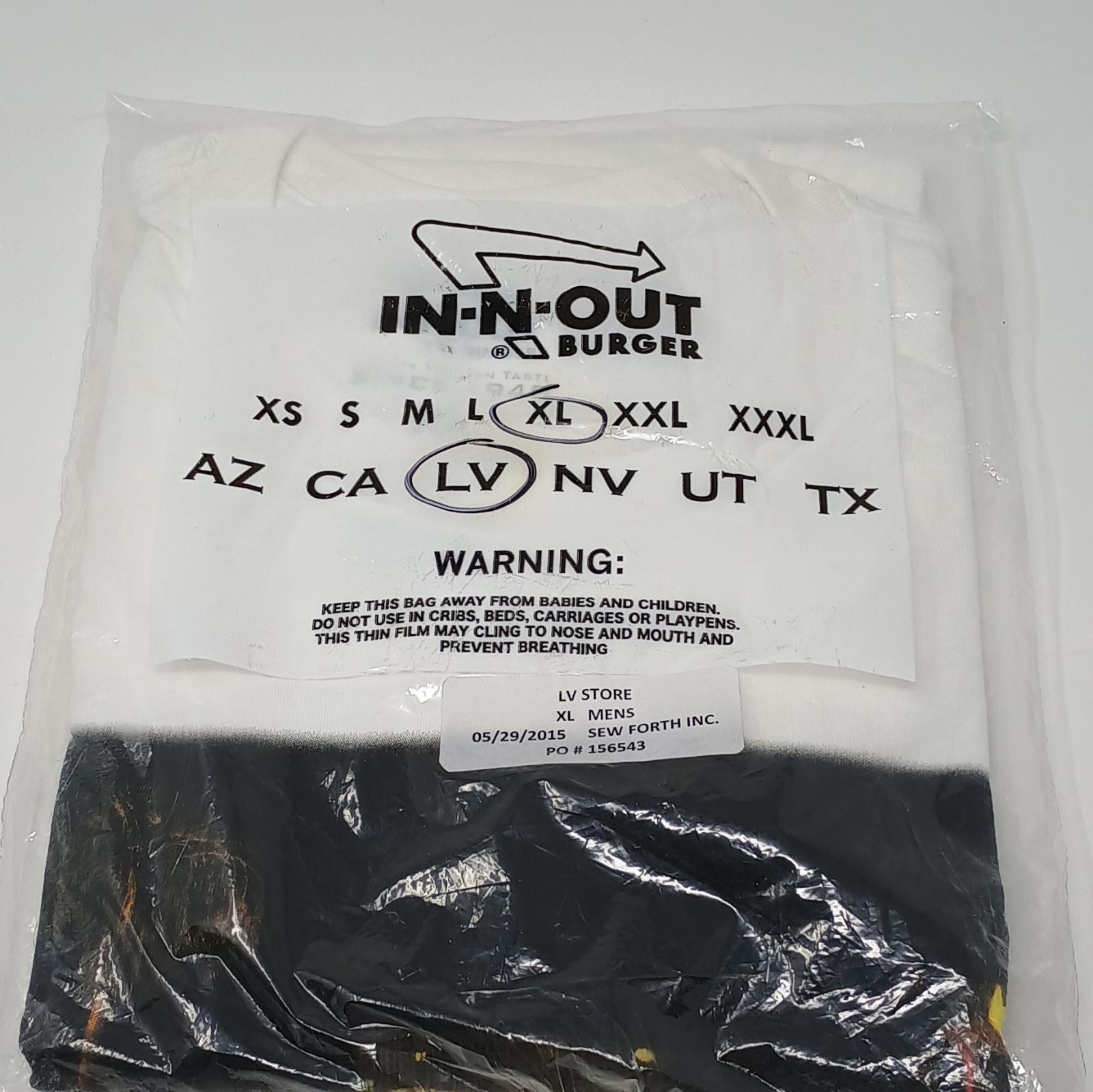 In-N-Out Burger Las Vegas Logo Graphic Print T-Shirt Mens XL White 2015 New B