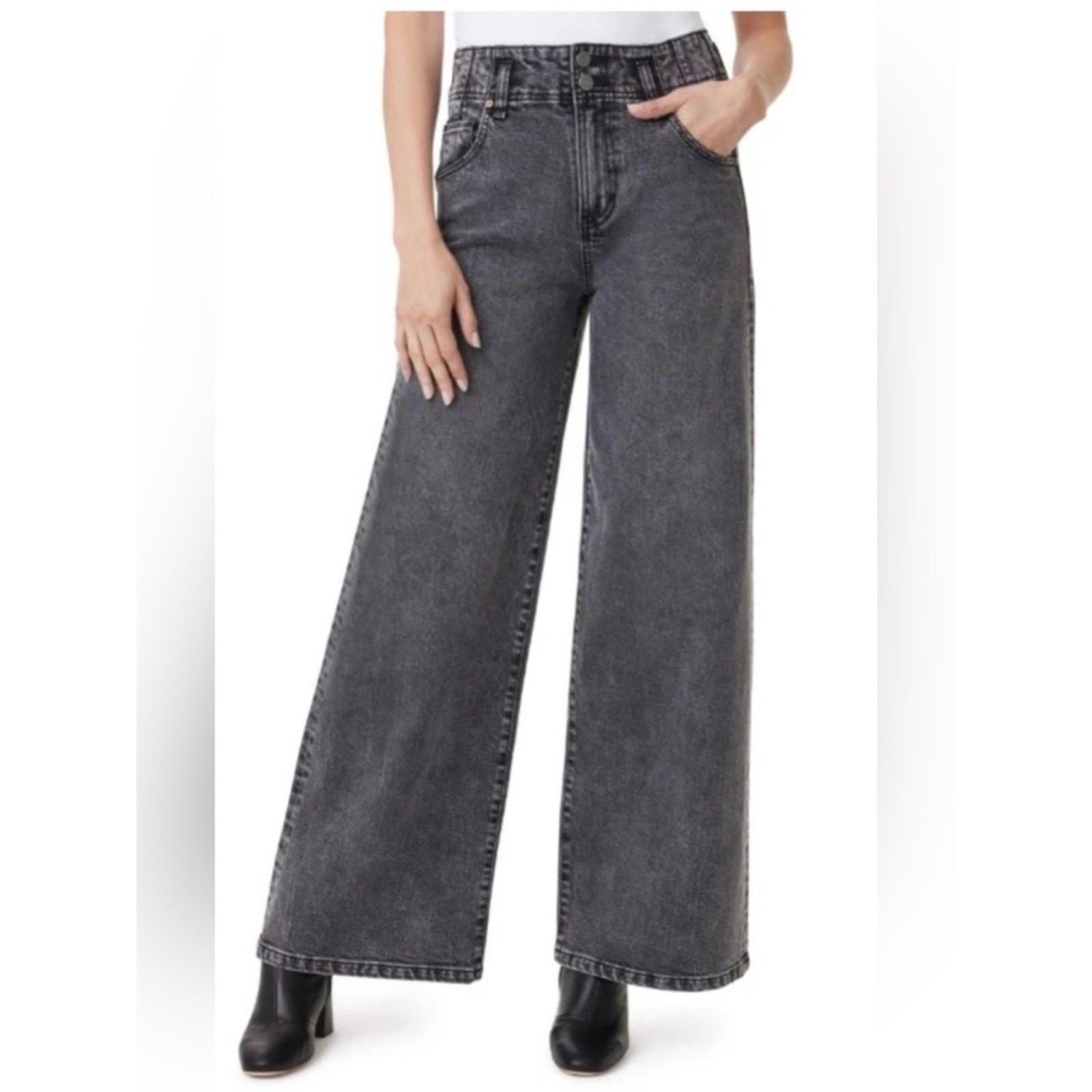 Habitual Wide-Leg High Rise Jeans – Charcoal Black Wash Size 29