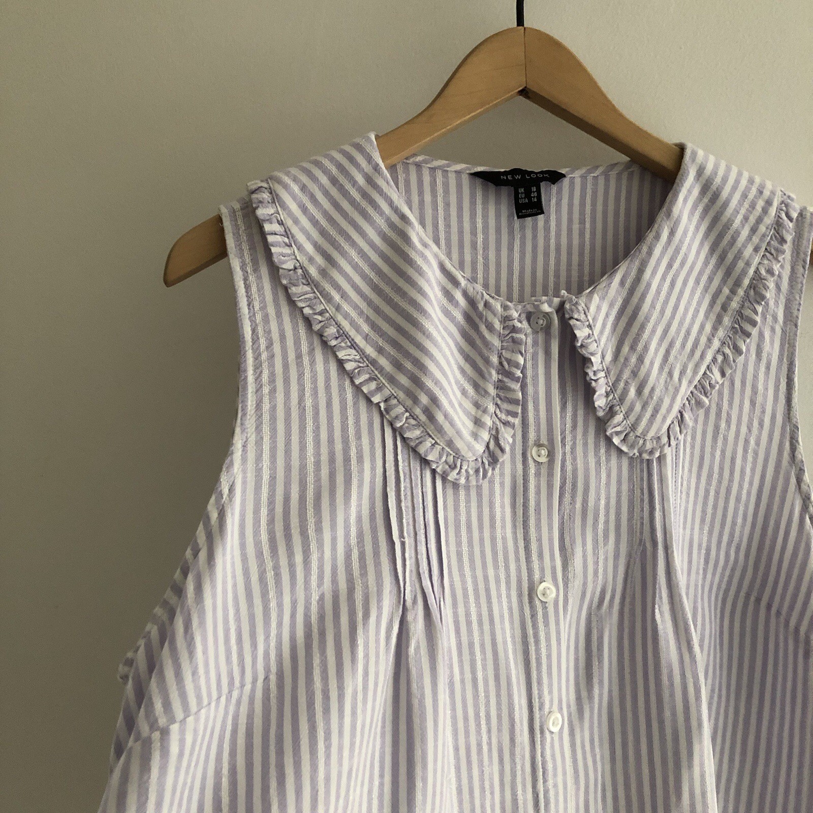 Vintage Style Lilac White Pinstripe Cottagecore Prairie Blouse Top • 18