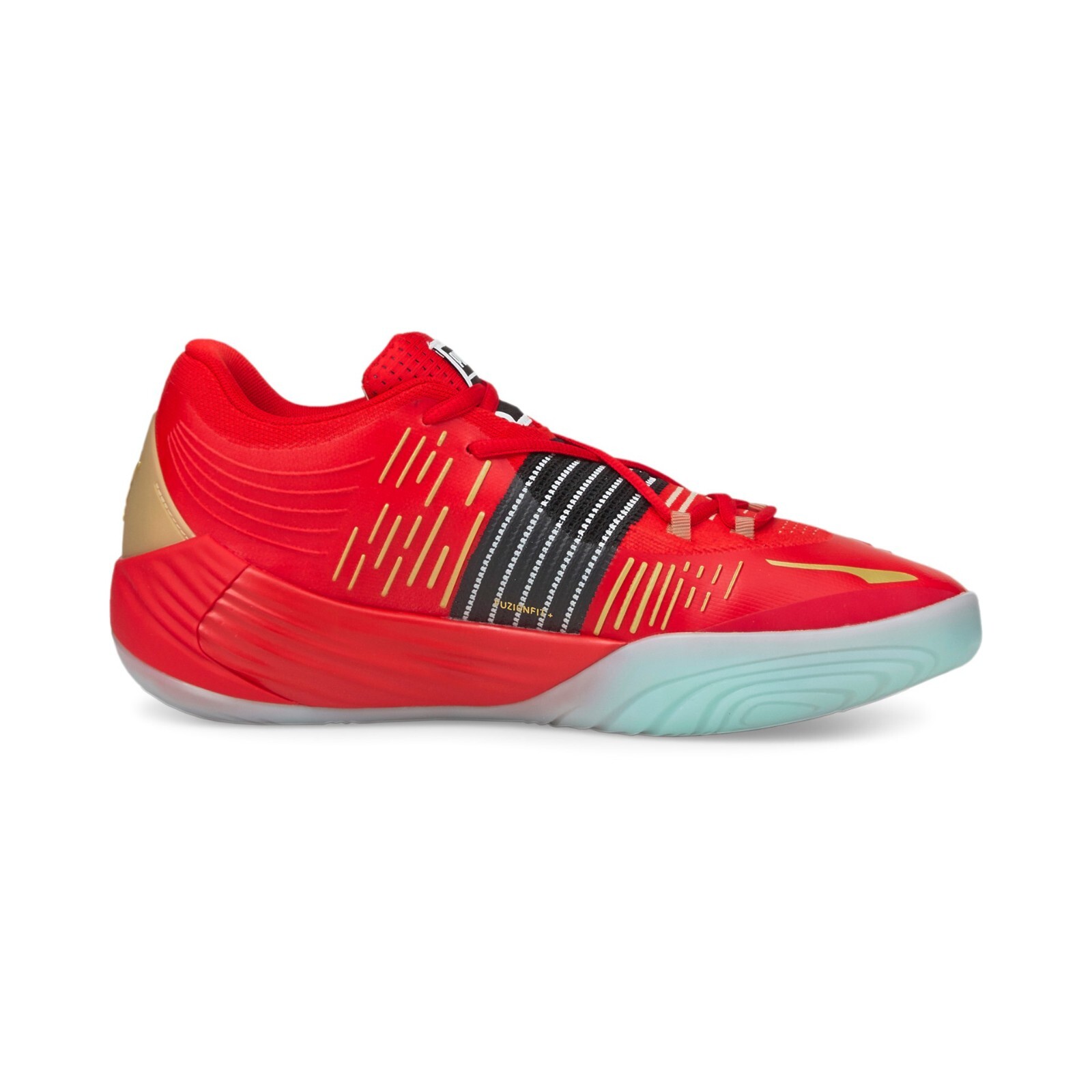Puma US 11.5 Men’s Red Black Gold Basketball Light Fusion Nitro 195587 04 NIB