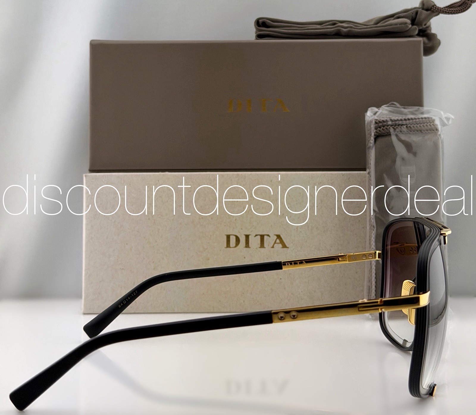 DITA Mach-Five Sunglasses Black Gold Gray Gradient 64mm DRX-2087-A-BLK-GLD NEW