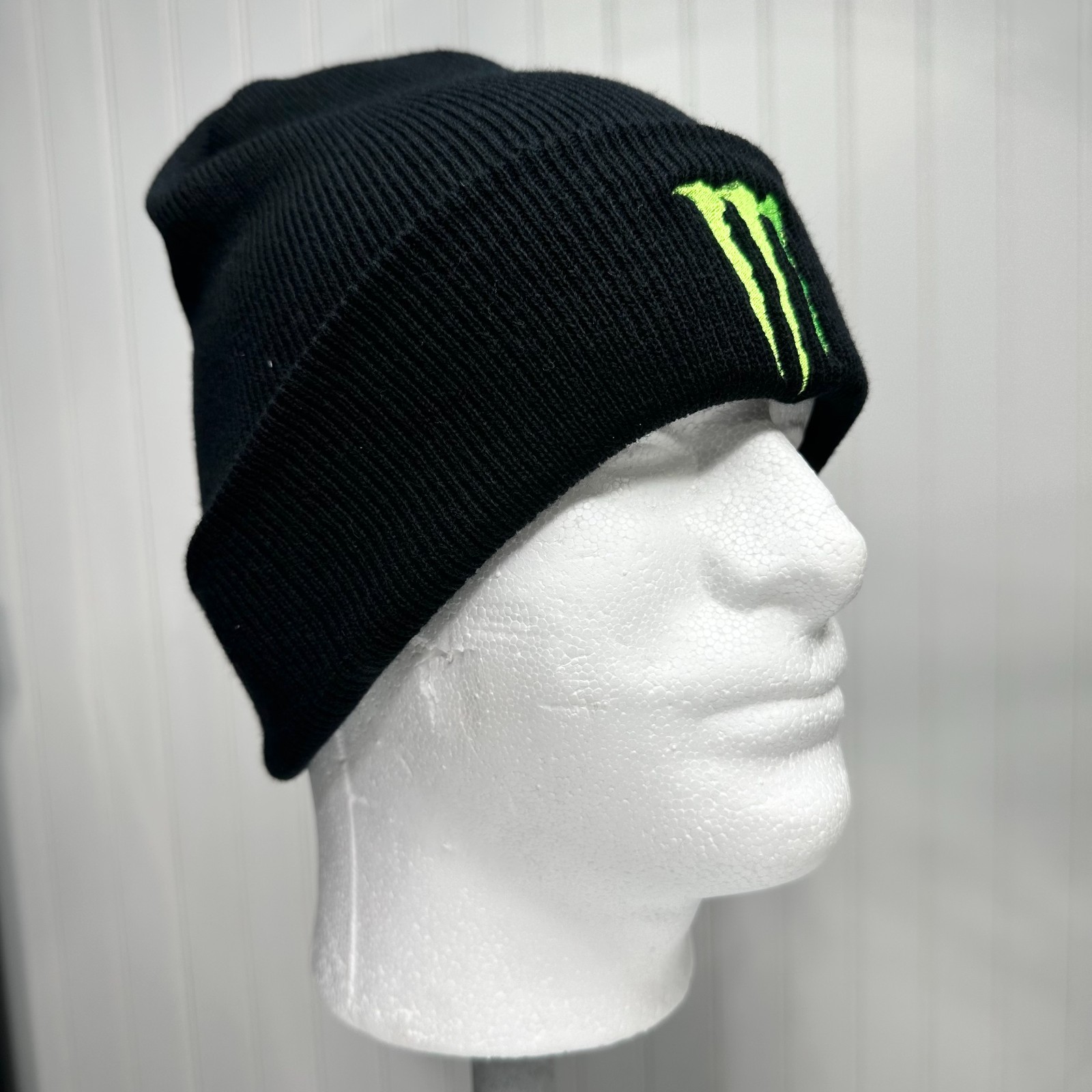 Monster Beanie Embroidered Stocking Hat Black Unisex Gift NEW