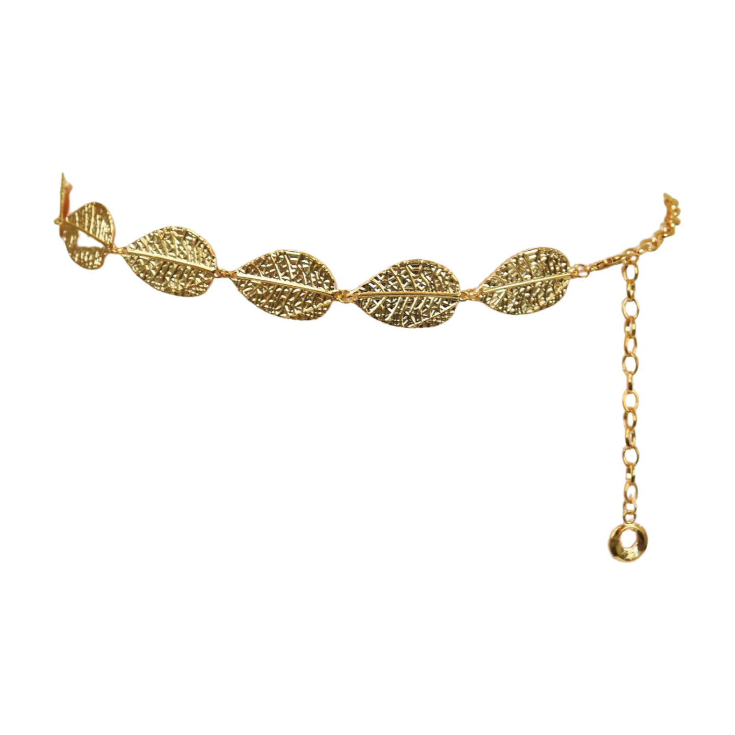 Women Gold Color Metal Chain Fashion Belt Hip High Waist Leaf Charms Size S M