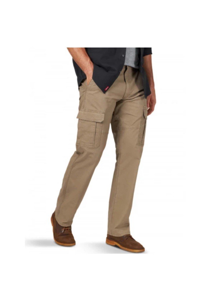 Wrangler Men’s Beige Cargo Pants 32W Cotton Canvas Straight Leg Pockets