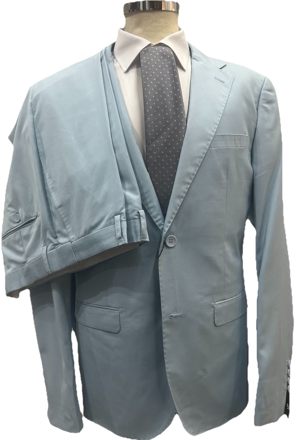 Men’s Light Blue Slim Fit Dress Made In Italy Summer 46 48 50 52 54 58