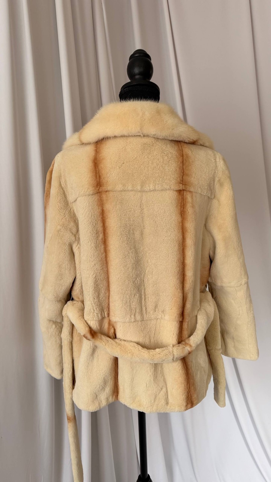 New Luxury Real Mink & Sheared Beaver Fur Coat Belted 1201204 Size M
