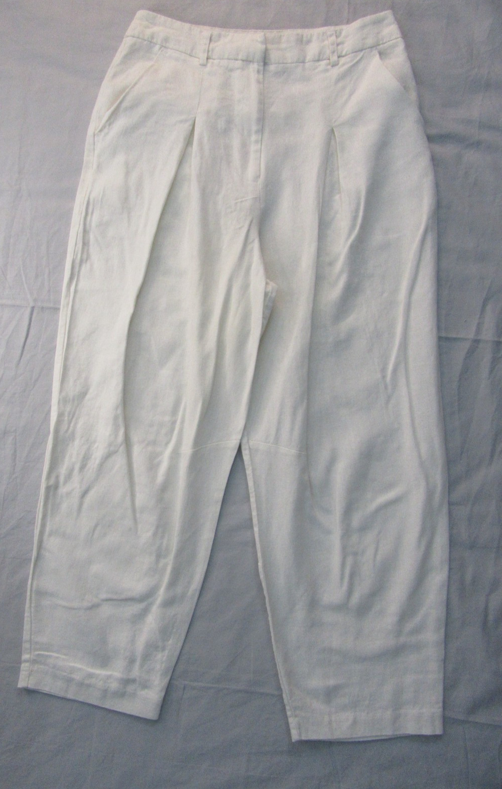 Netmeg – Size 8 Reg – Ivory Linen Blend Wide Leg Crop Trousers W28 L24