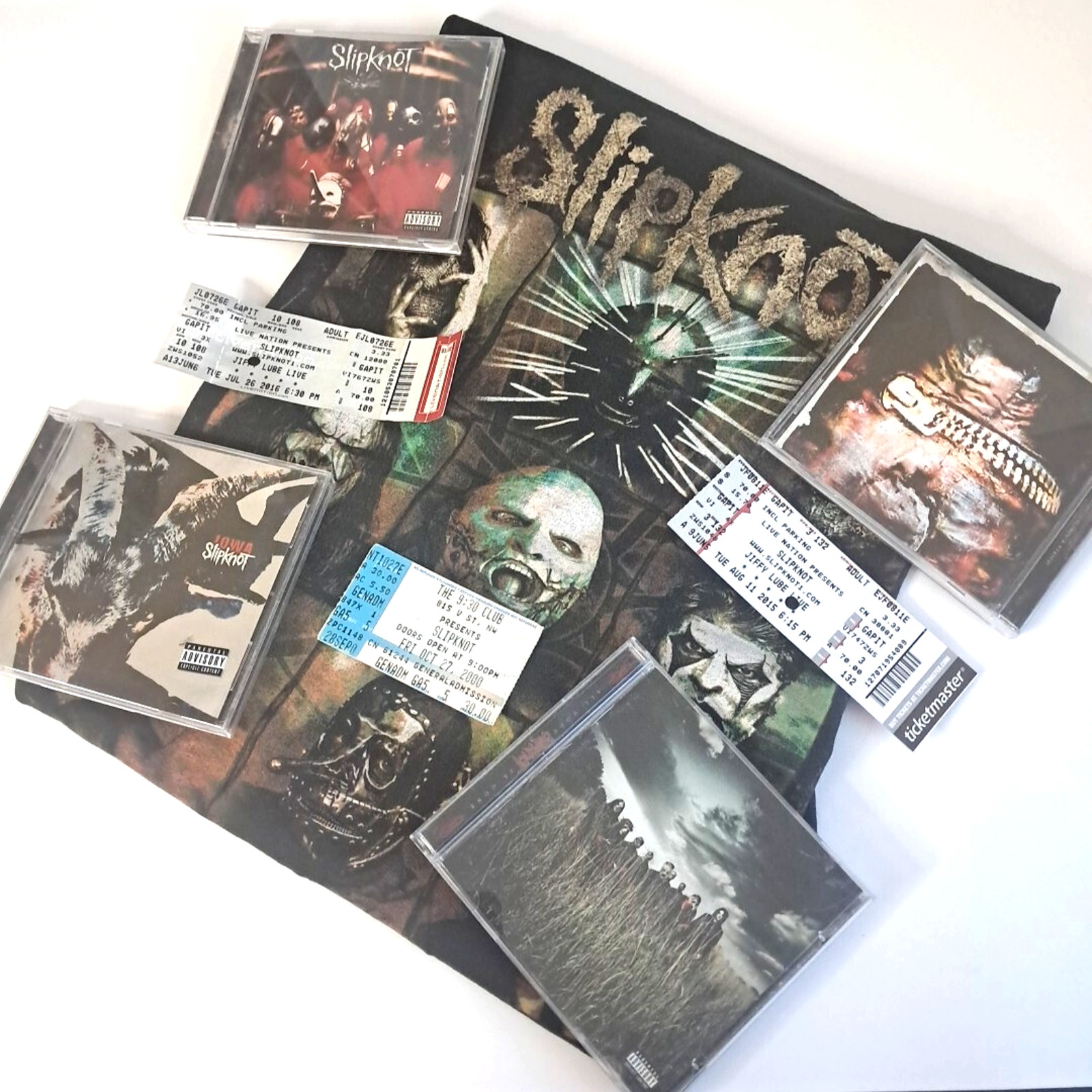 Slipknot 2015 Concert Tour Band T-Shirt Lot CDs Ticket Stubs XL Black Metal