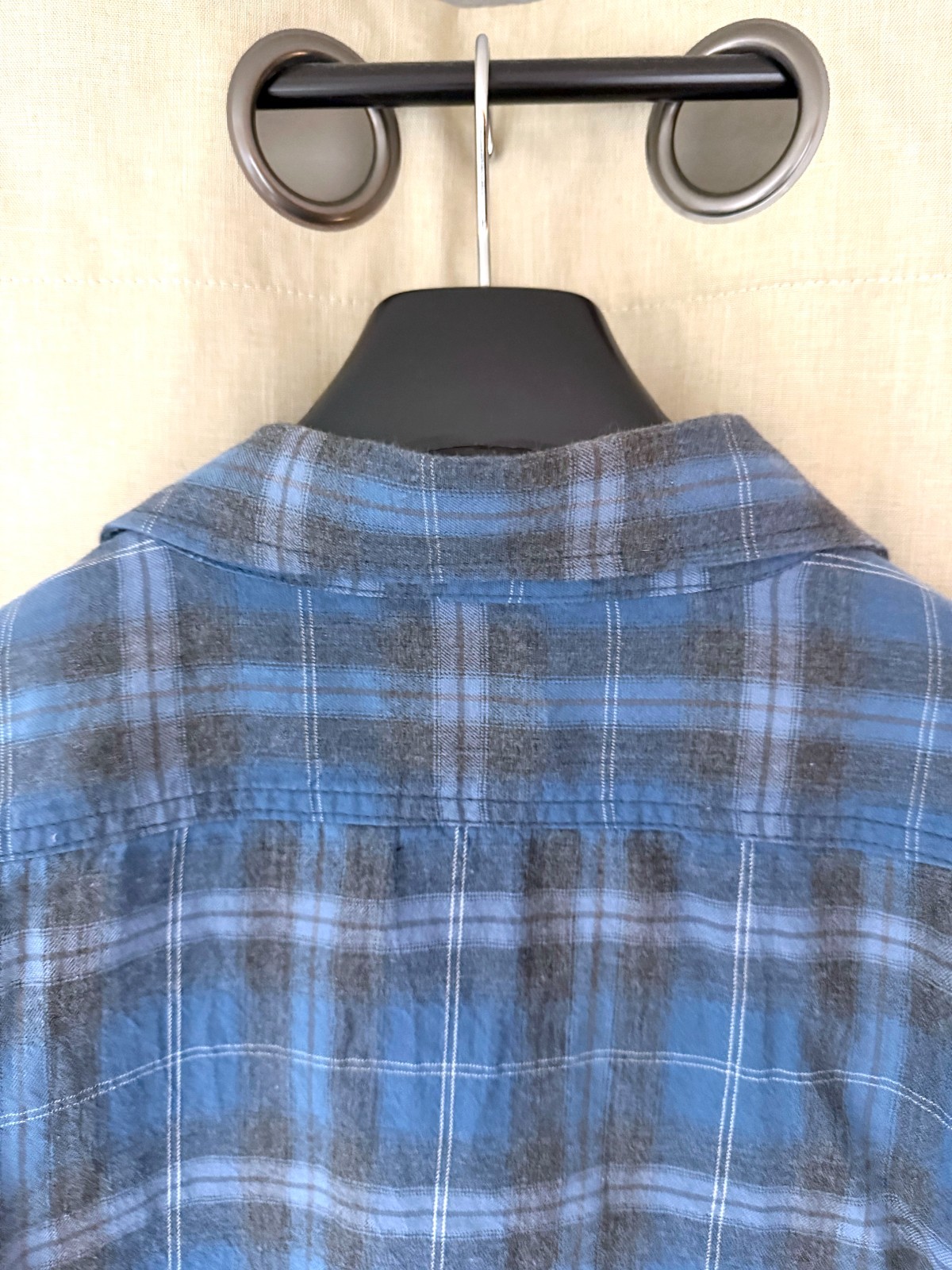 3sixteen – Lightweight Plaid Shirt – Blue Grey Black Check – XL – Made in USA