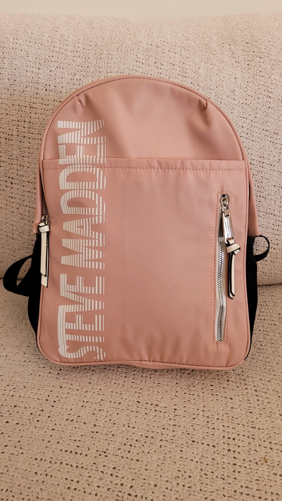 Steve Madden Nylon Logo Backpack, Pink and Black Set, Steve Madden Backpack Set