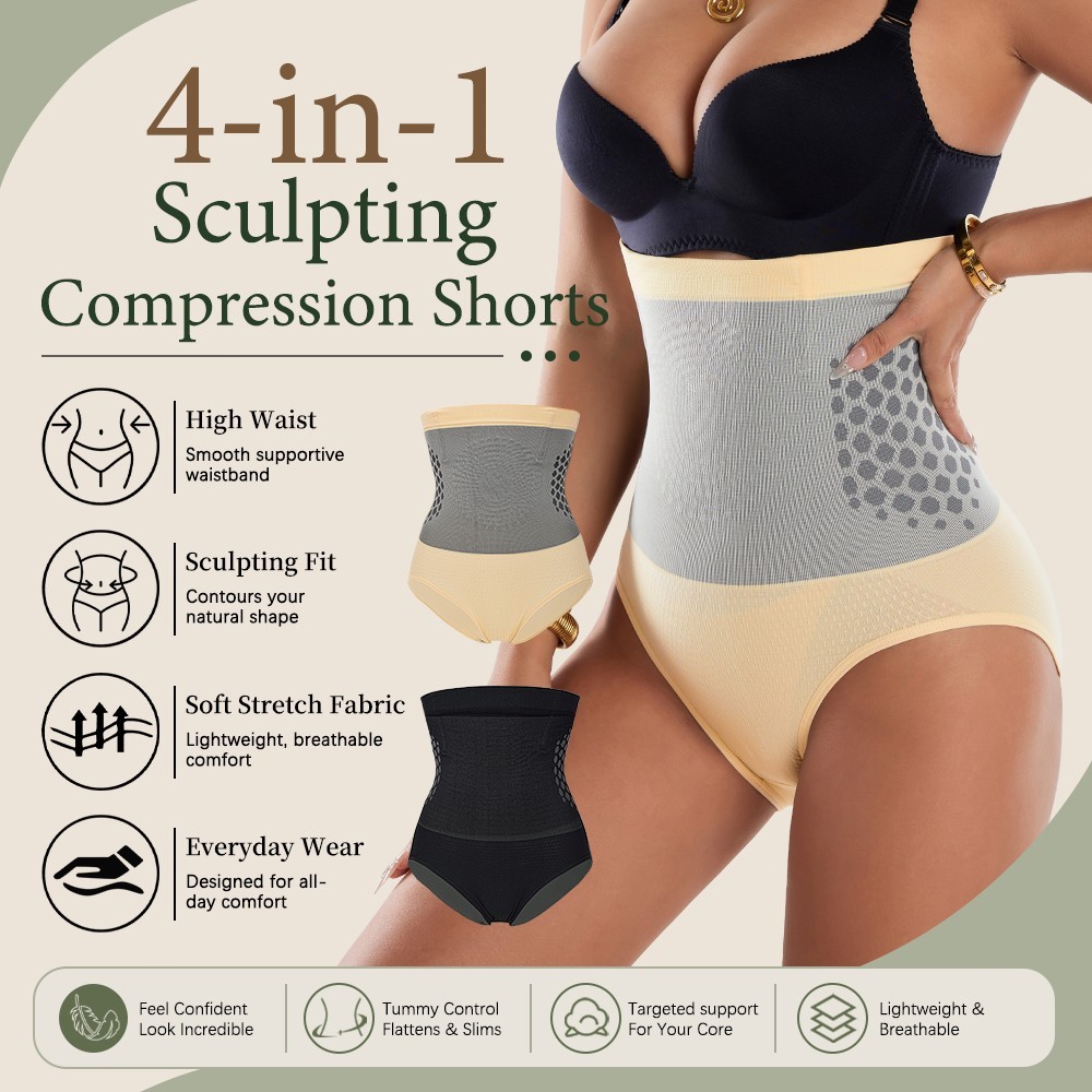 High Waist Tummy Control Briefs Honeycomb Compression Waist Trainer Shaper