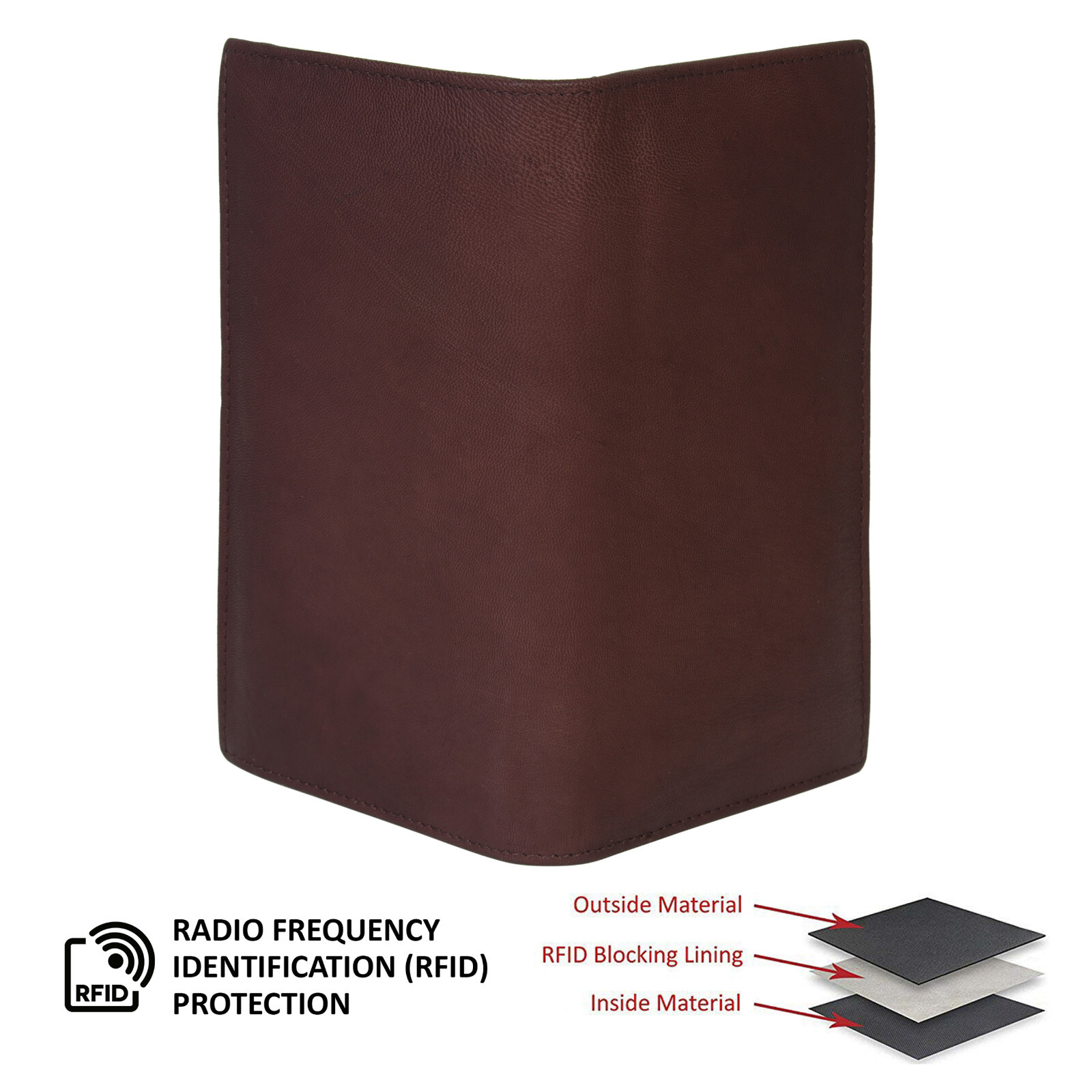 RFID Blocking Bifold Long Genuine Leather Trucker Wallet Card Holder