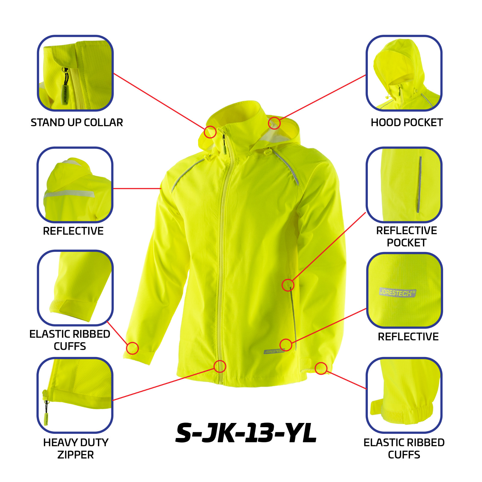 Hi-Vis Rip Stop Safety Jacket with Reflective Strips by JORESTECH