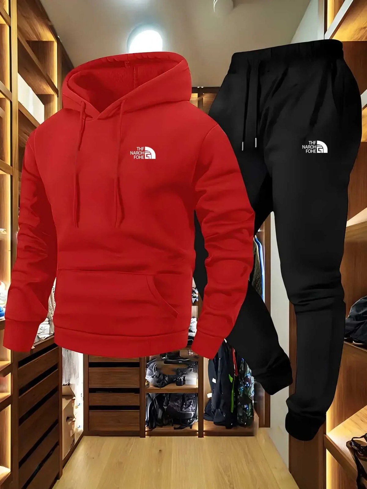 Men’s Autumn and Winter Pattern Casual Two-Piece Set Hooded Sweatshirt and Pants
