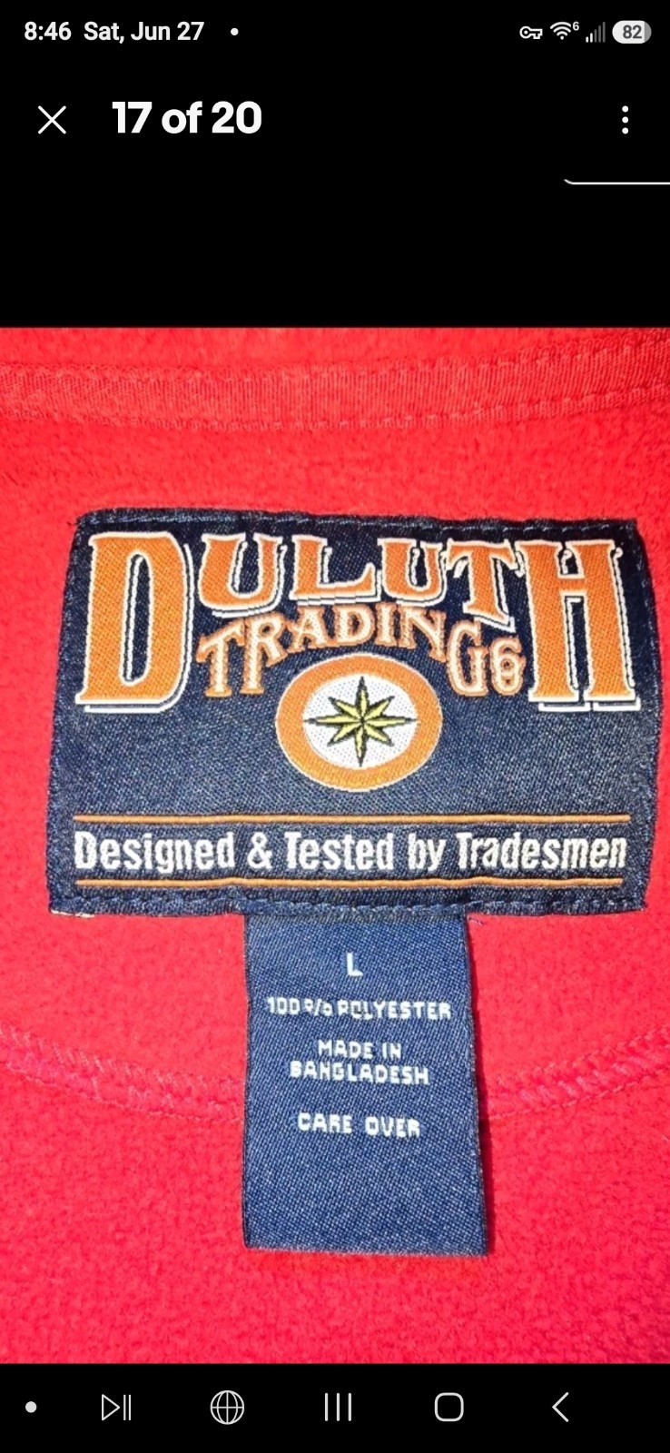 Duluth Trading Co. Men’s Red Fleece Full Zip Vest Size Large Pockets Sleeveless