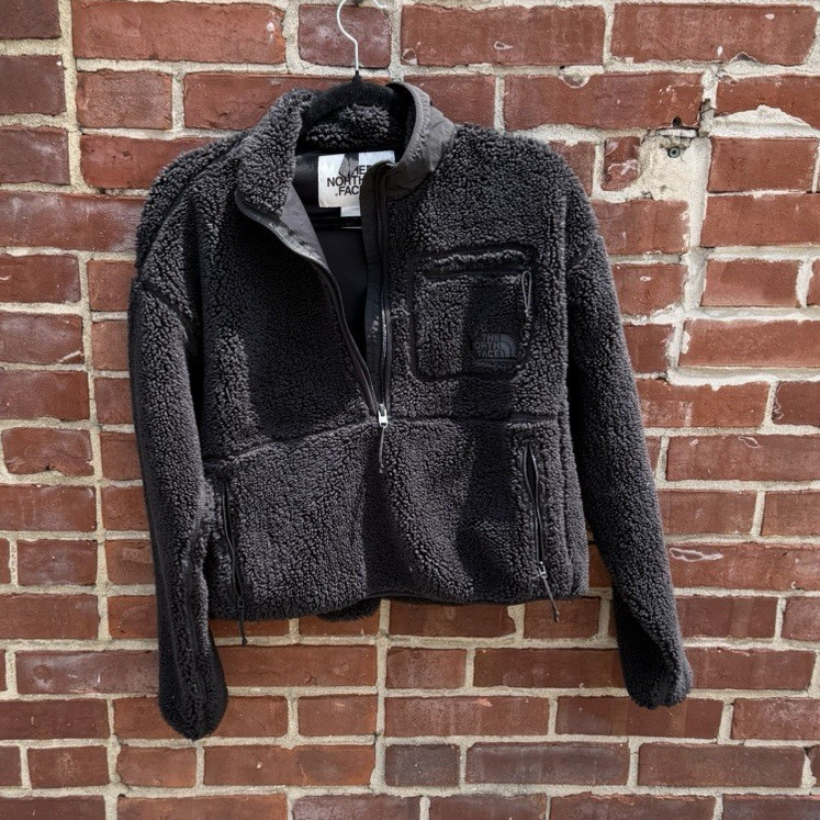 The North Face Women’s Gray Sherpa Full Zip Jacket Logo Long Sleeve Size S