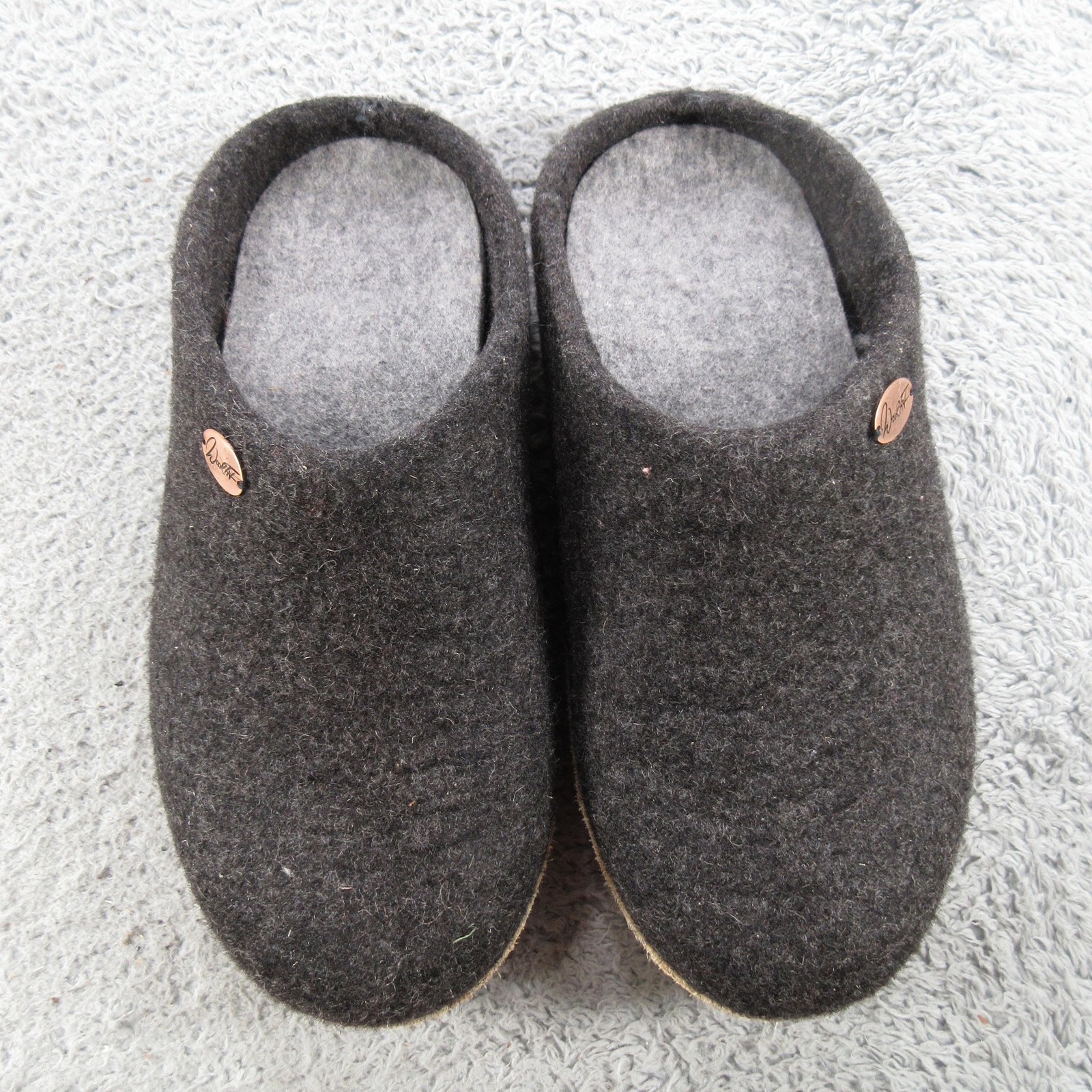 Woolfit Slippers Womens Size 8 Gray Wool Felt Clog Slip On House Shoes Comfort