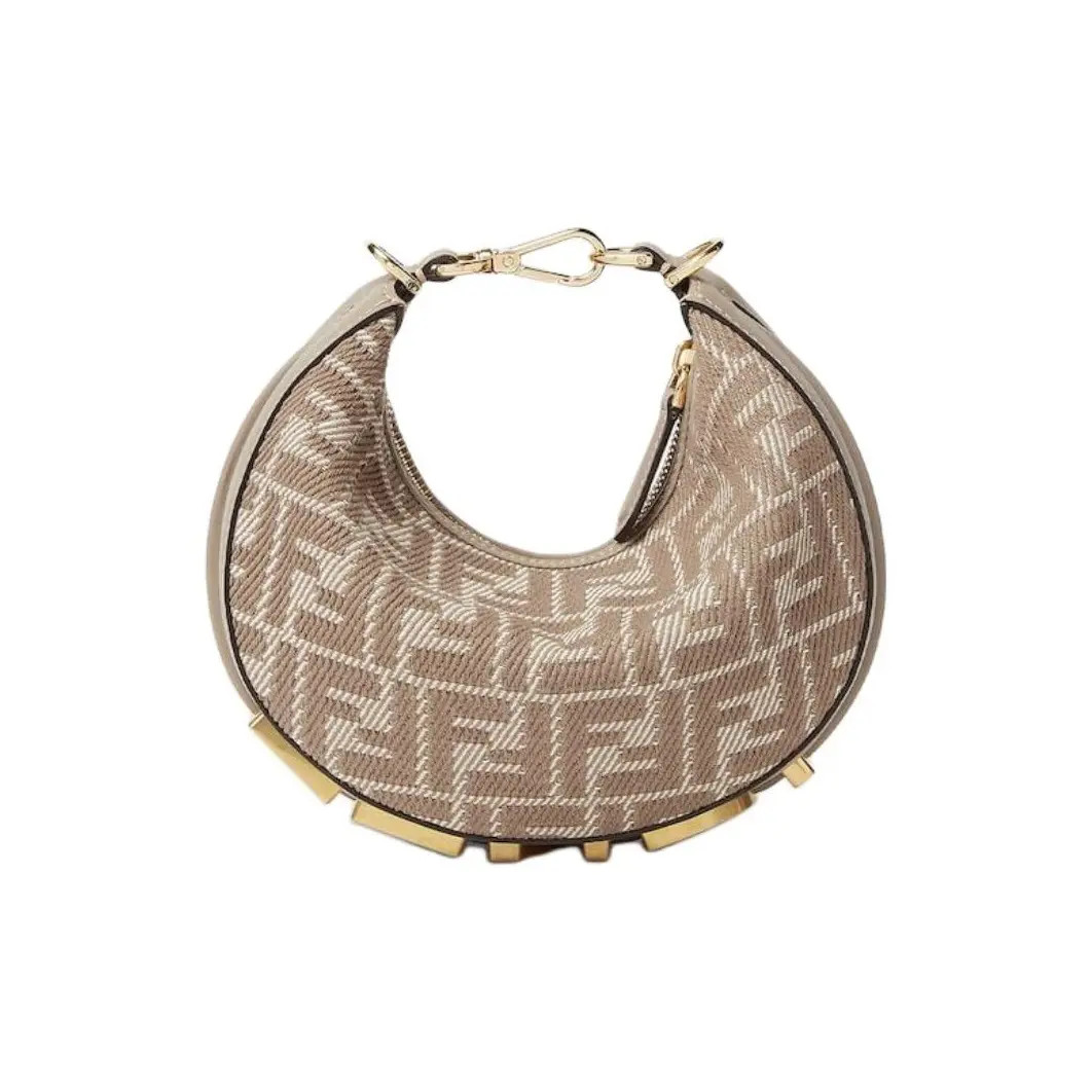 FENDI fendigraphy FF Jacquard Fabric Crescent Bag Shoulder Women’s 7.8x3x5.1 in