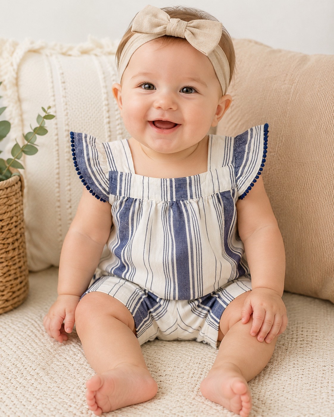 Carter’s Baby Girls’ 2-Piece Striped Linen Tank & Short Set 9 Months
