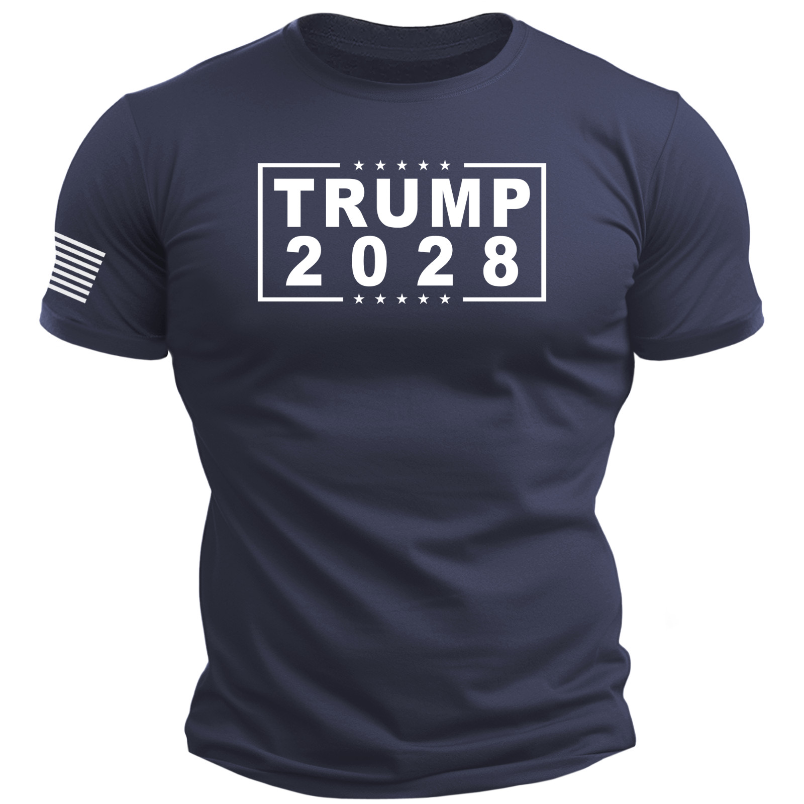 TRUMP 2028 – T-Shirt USA Flag Sleeve america patriot maga 250 S-2XL 4 COLORS