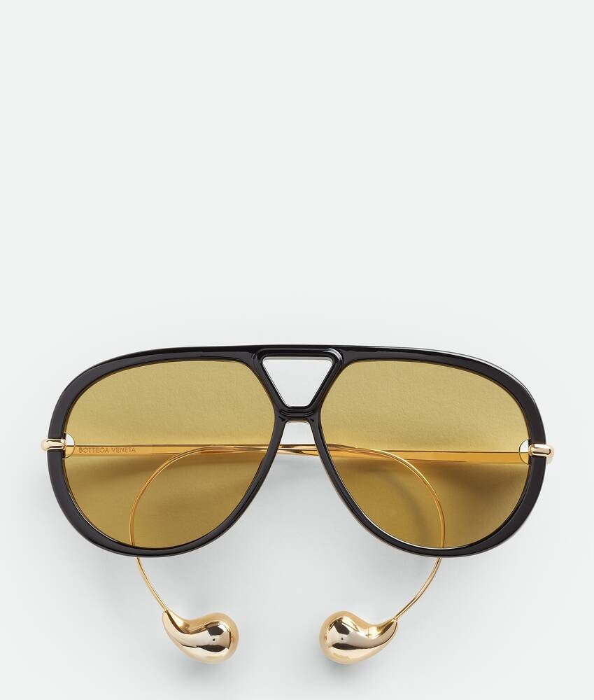 BOTTEGA VENETA 1436 DROP BV1436S Metal Gold Black Unisex Oversized Sunglass 001