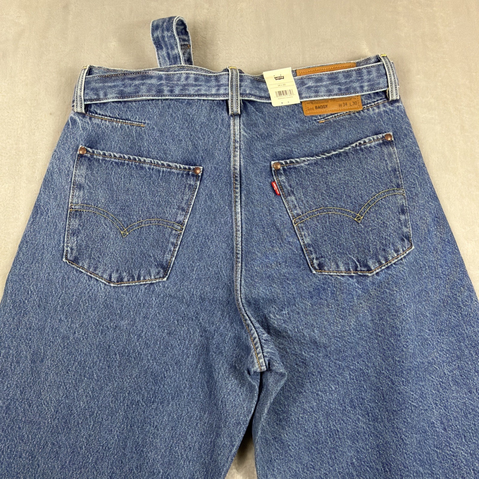 Levi’s Premium Twisted Baggy Jeans Men’s Size 34×30 Blue Medium Wash Belted