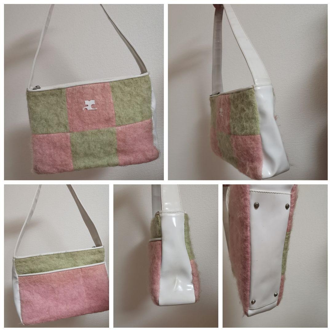 Courreges One Shoulder Bag Green Pink 10.6 inch