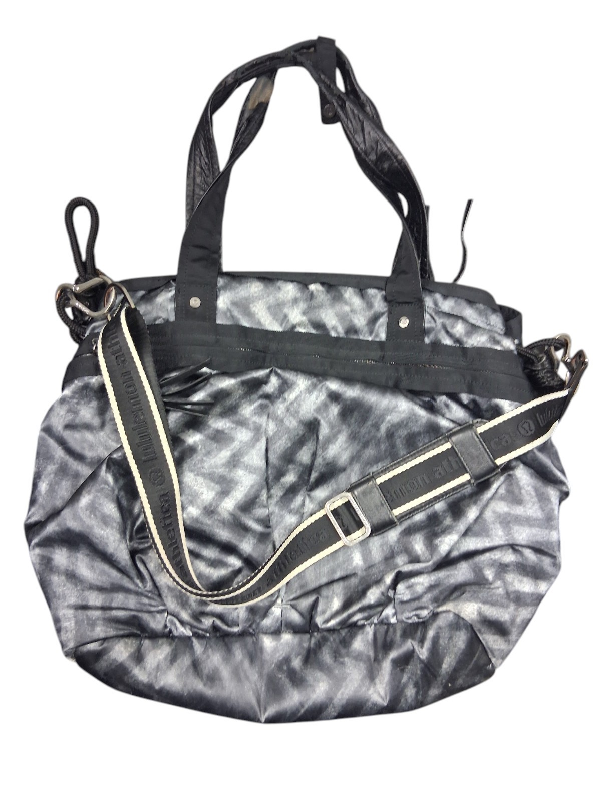 Lululemon Om Tote Yoga Bag Silvery And Black W/ Extra Shoulder Strap.
