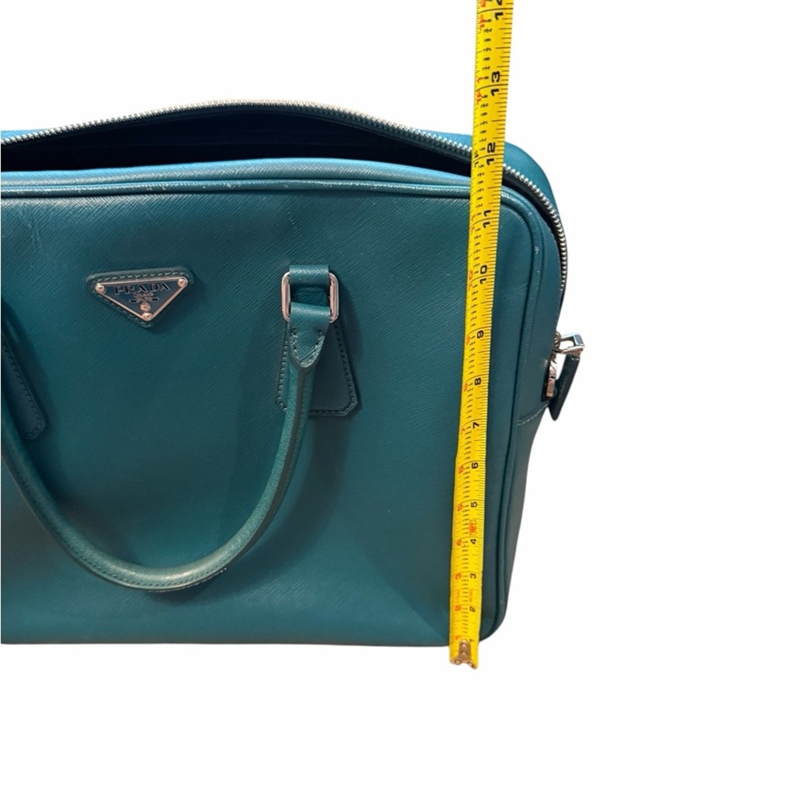 Prada Green Saffiano Leather Tote Briefcase